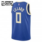 Maillot NBA Milwaukee Bucks Damian Lillard Nike 2024-25 City Edition Bleu Swingman - Enfant